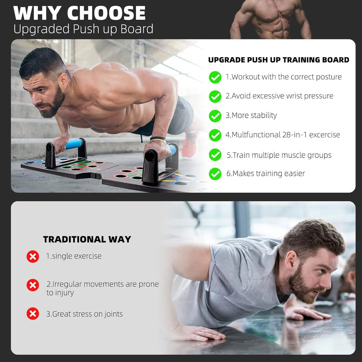 28 en 1 Push Up Rack Board System Fitness Workout Train Home Gym Exercise Stands