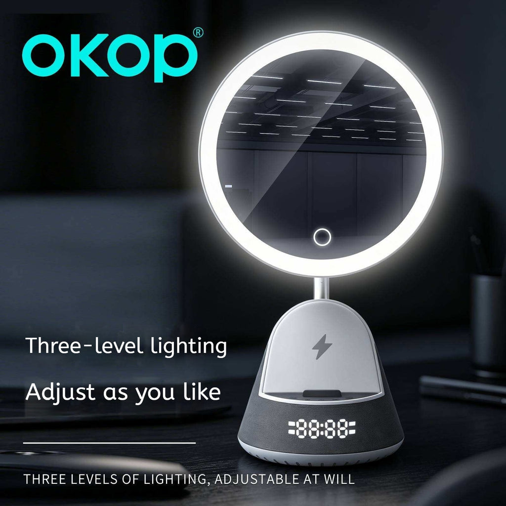 KP-856 Smart Magnetic Makeup Mirror avec charge sans fil et éclairage de remplissage Outp
