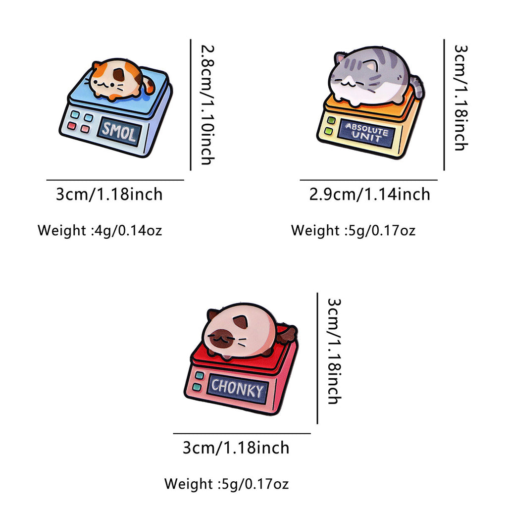 Cute Cartoon Peser Cat Metal Brooch Minimalist Design