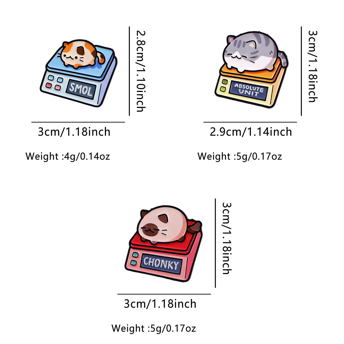 Cute Cartoon Peser Cat Metal Brooch Minimalist Design