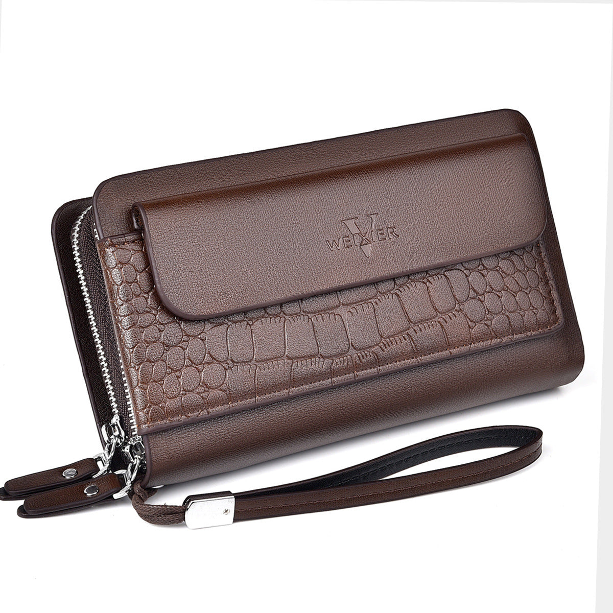 Retro multiples fentes de cartes Double Zip Wallet Hommes
