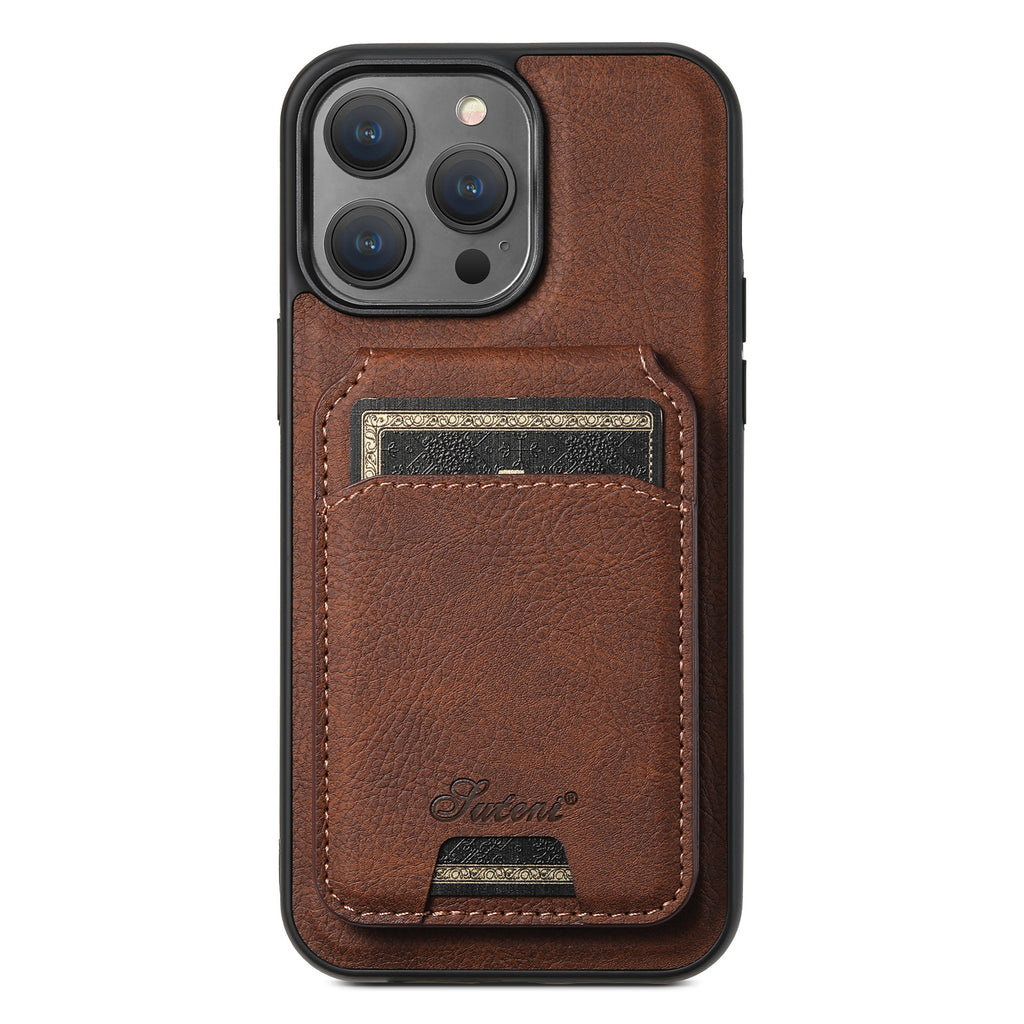 Chargeur sans fil de carte magnétique pour téléphone portable en cuir