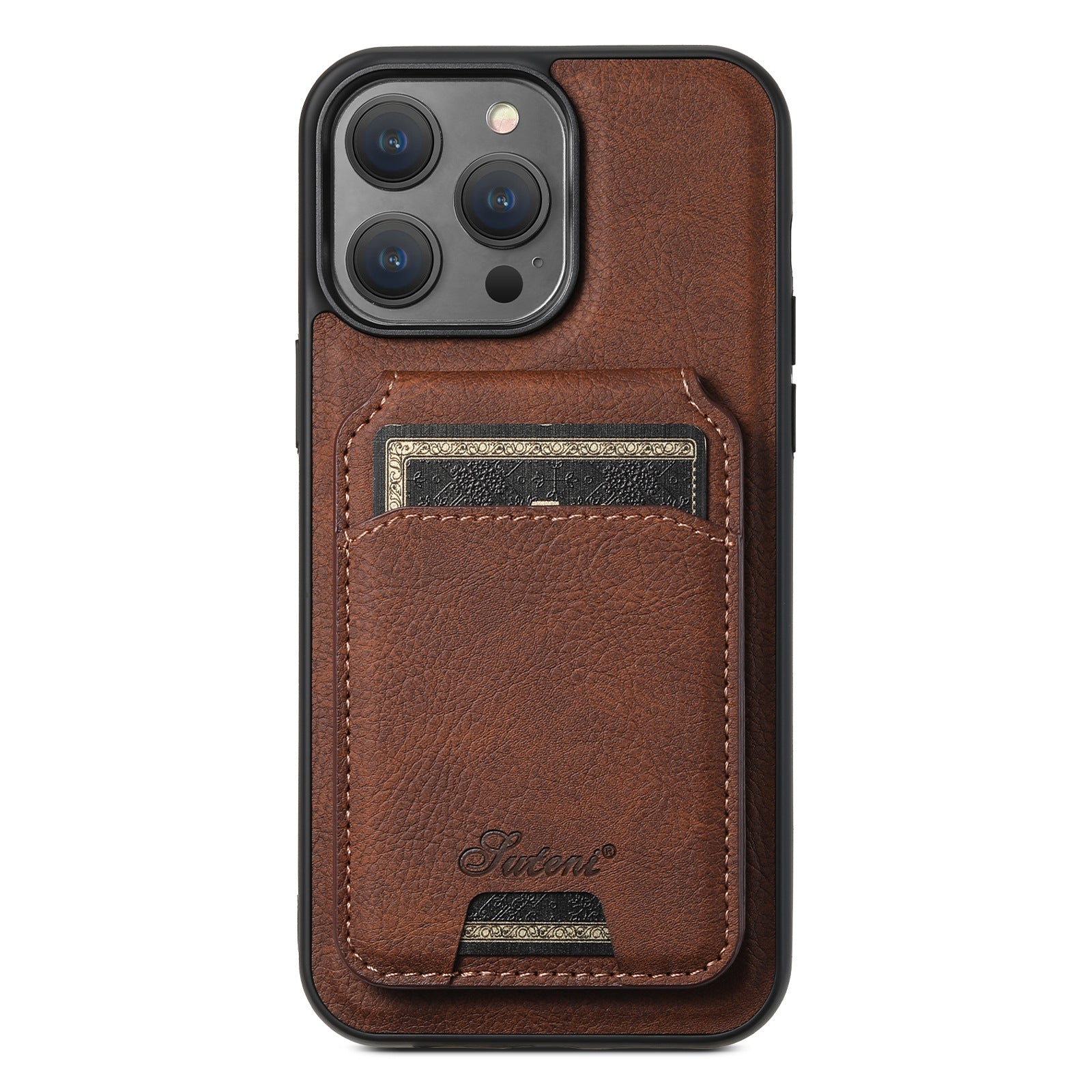 Chargeur sans fil de carte magnétique pour téléphone portable en cuir