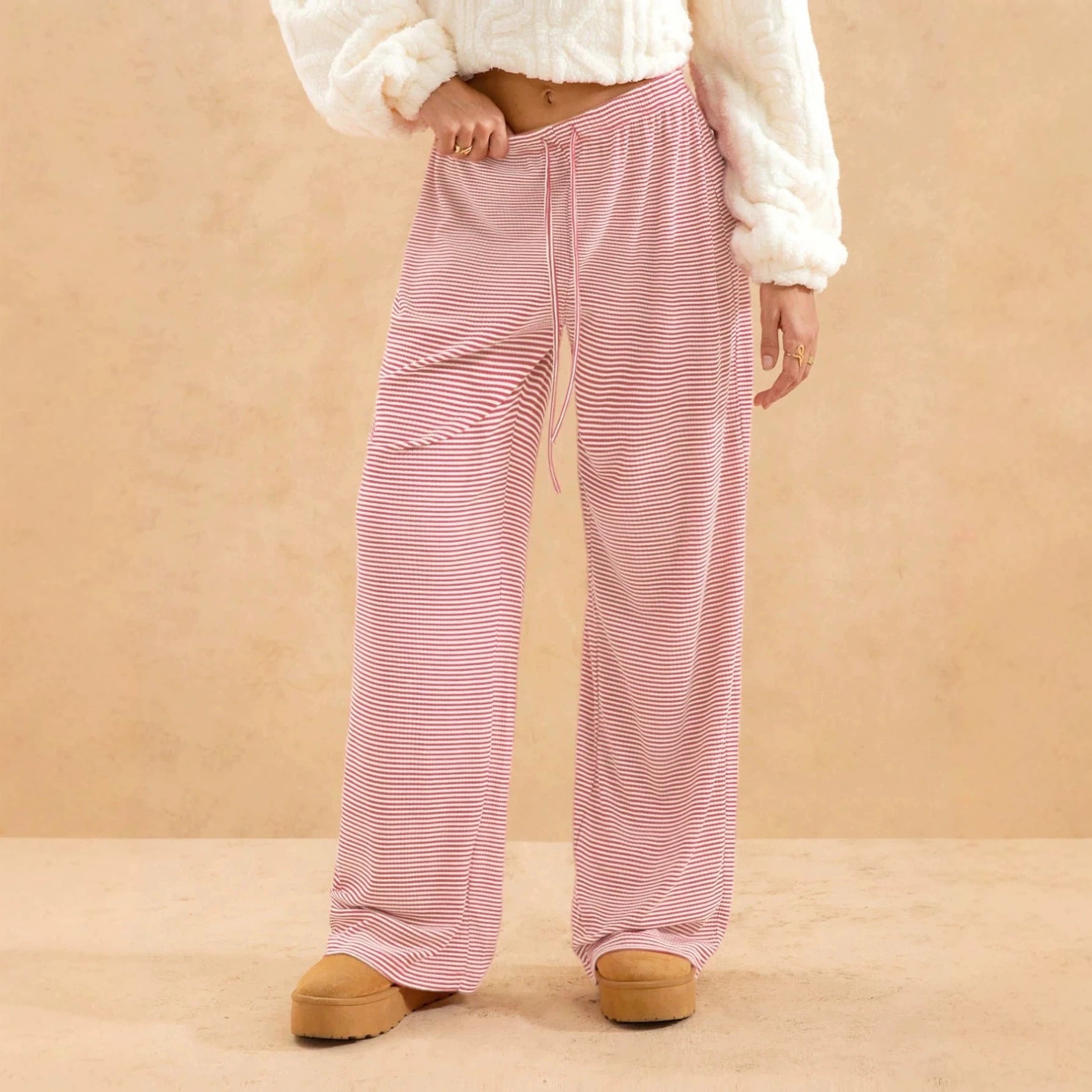 Pantalons à manches longues à rayures pour femmes