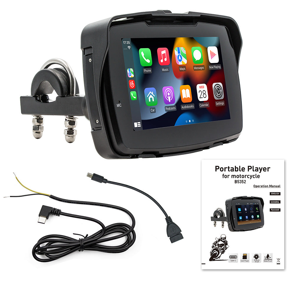 5 pouces moto portable lecteur MP5 sans fil Carplay HD étanche