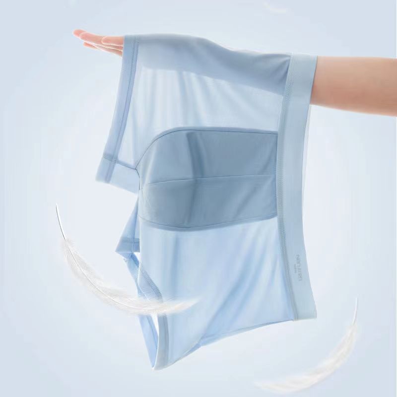Ice Silk Hommes Sous-vêtements Hommes Boxer Slip Youthful Solid-color Respirant et Antibactéria