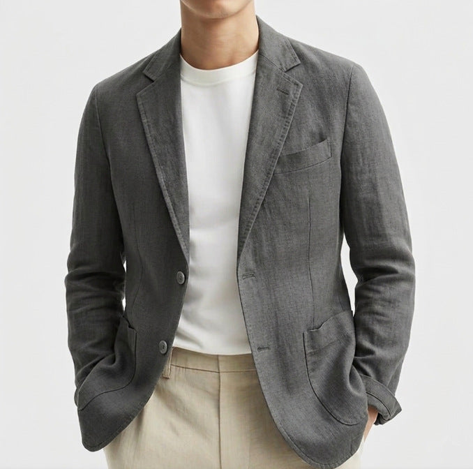 Plus-Taille Cotton-Liné uni-brassé Blazer pour hommes entreprise