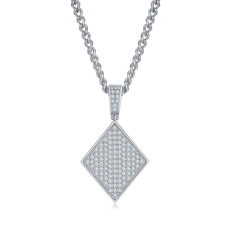 S925 Argent Sterling 108pcs D Couleur VVS1 Moissanite Diamond Forme Pendentif 5g Pas de chaîne Plat