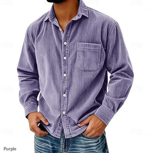 Chemise Homme Corduroy Corduroy rayée anti-rides sans fer