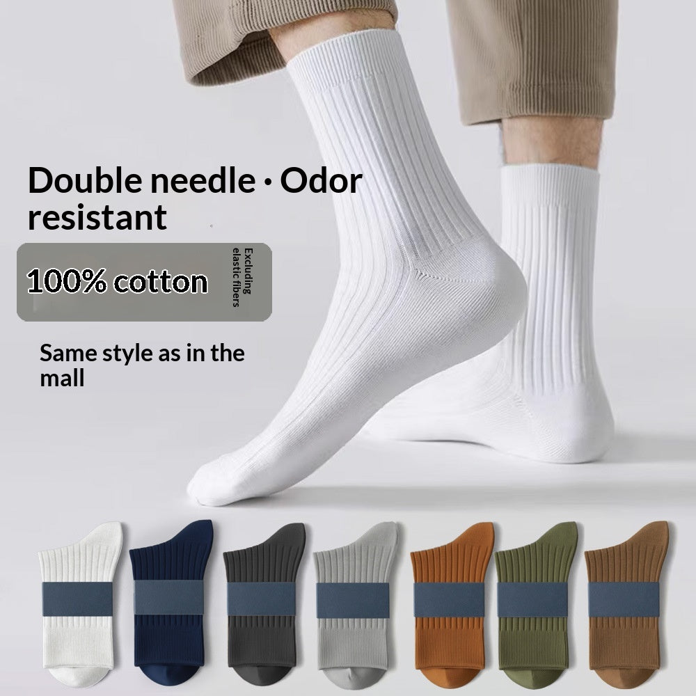 Chaussettes d'affaires en coton à double manche pour hommes avec des propriétés absorbantes et désodorisantes