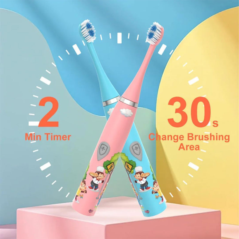 Enfants Sonic électrique brosse à dents IPX6 imperméable Caricature colorée pour enfant utilisation souple