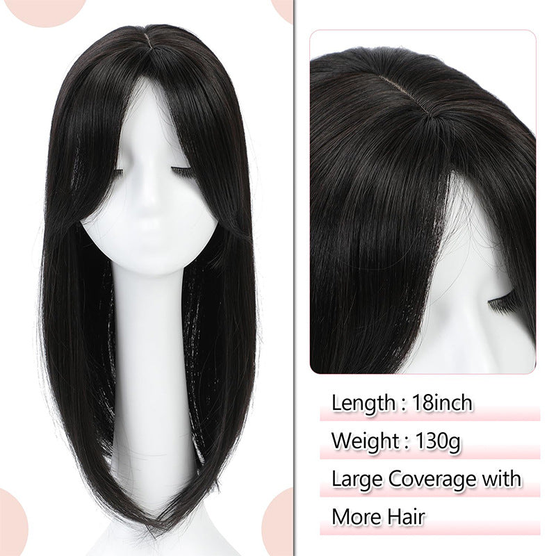 Coiffure longue droite moyenne femme - Coiffure synthétique pour couvrir les racines grises