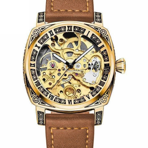 Relief-coupée Montre mécanique entièrement automatique pour hommes