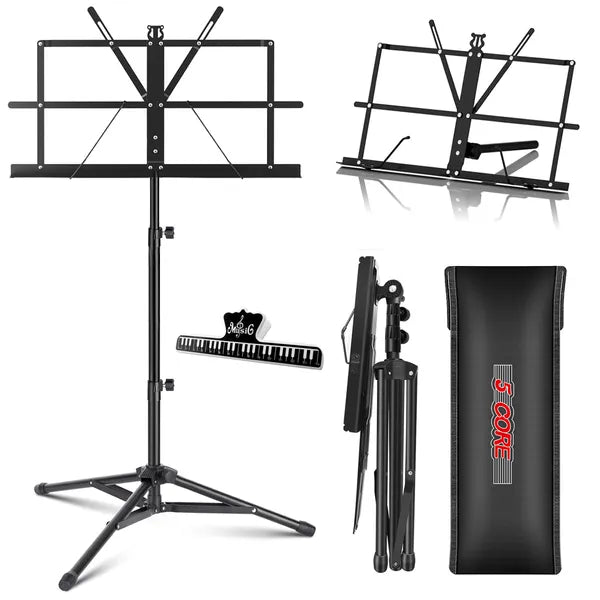 5 Core Music Stand Ajustable Desktop Book Stands Portable Sheet Holder Tous métalliques pliables