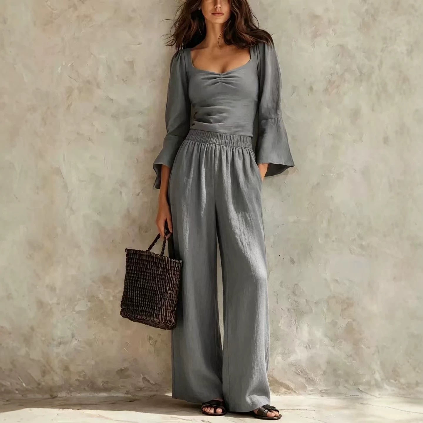 Pantalons élastiques et top set pour femmes