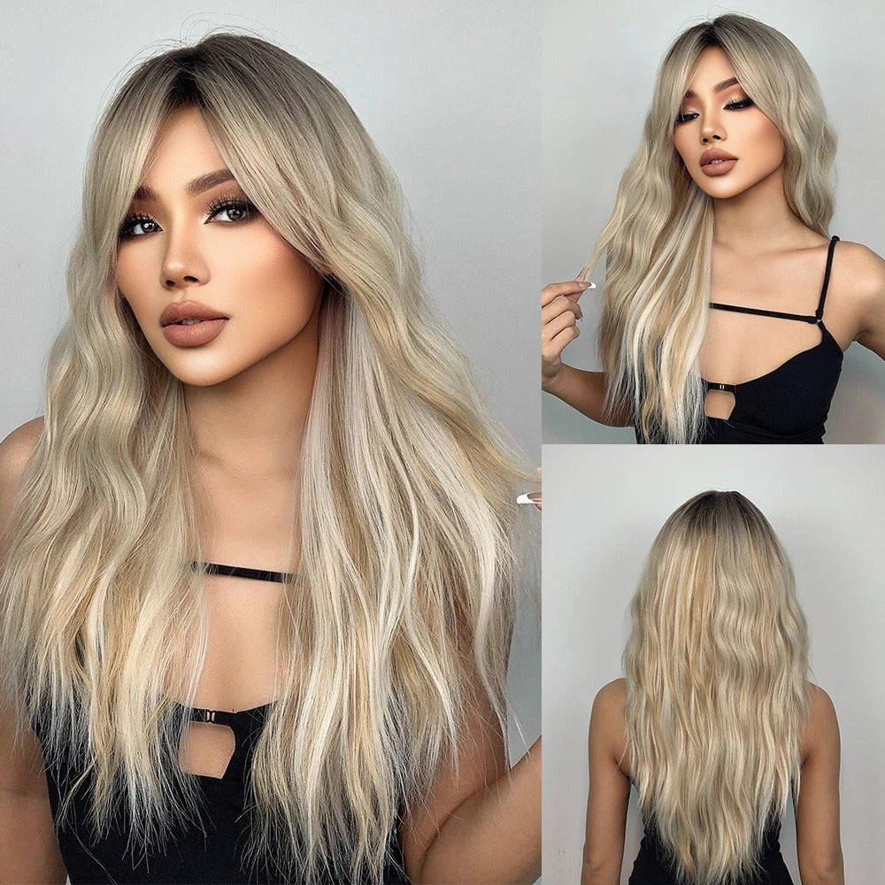 Long cheveux bouclés Perruque pleine tête