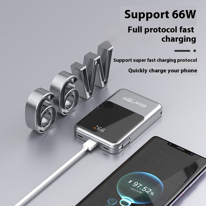66W Banque d'alimentation sans fil magnétique à deux fils Super Fast Charge