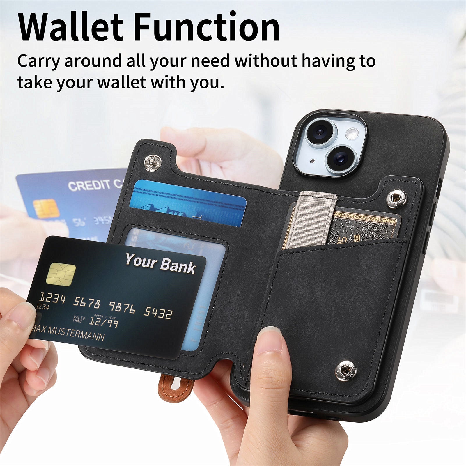 Flip gauche et droite Ouvrir le support de carte de stockage Portefeuille Shell