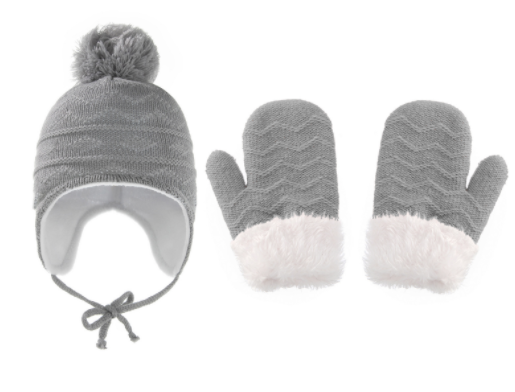 Ensemble de gants de garde d'oreilles pour enfants en laine solide et chaude