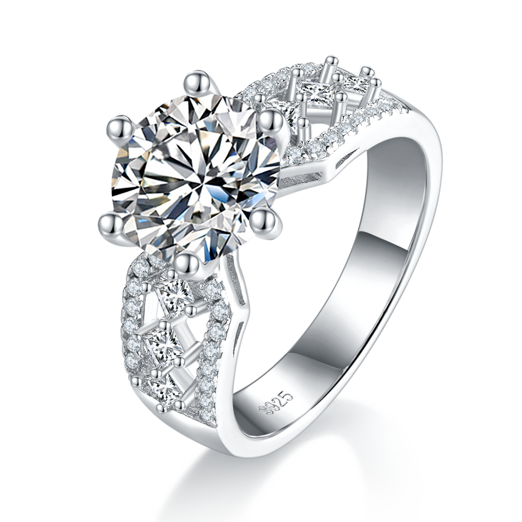 S925 Argent Sterling 3ct Anneau de Moissanite