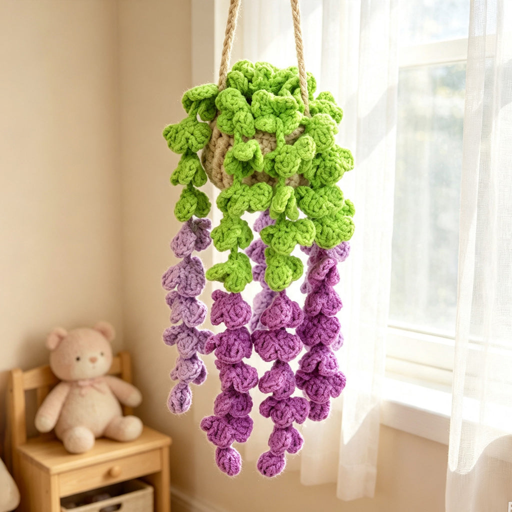 Crochet fait main assorti couleur suspension Wisteria Ornement en pot Everlasting Soft Fils Cro