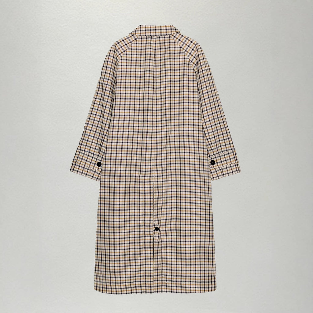 Retro Plaid Long Loose Lapel Porte-manteau artistique à double face à tête unique