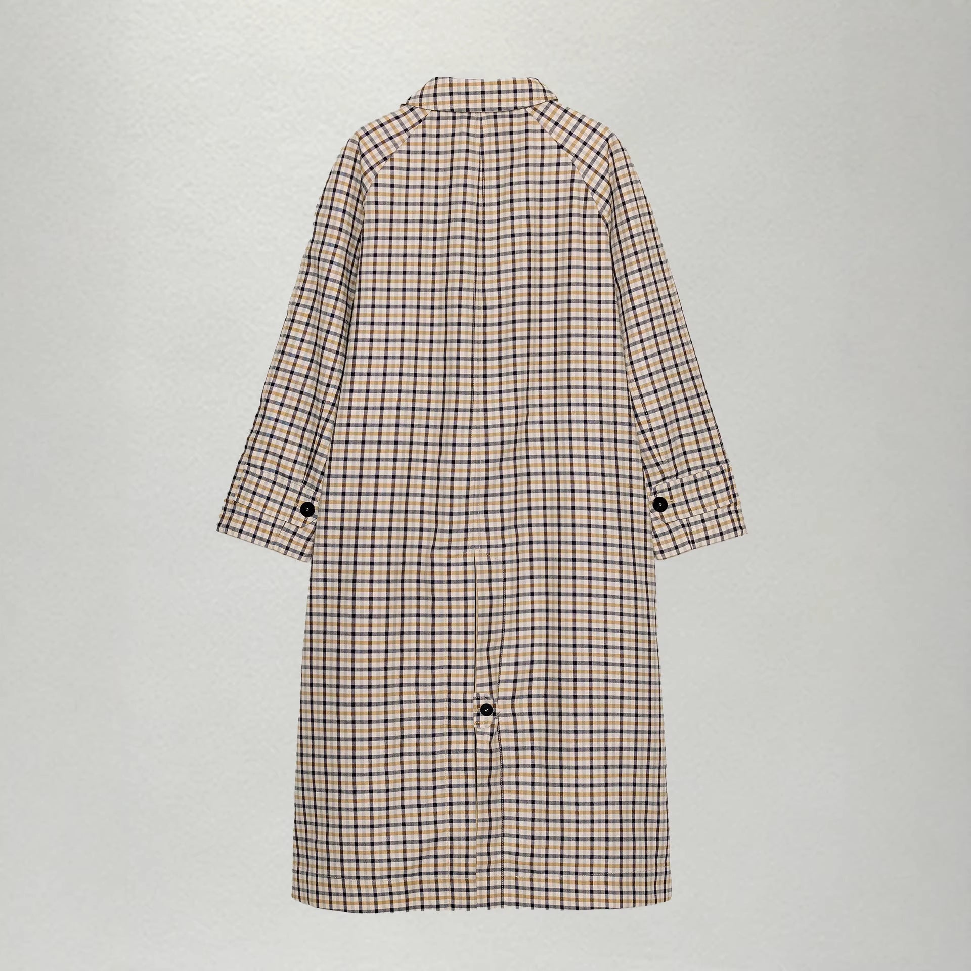 Retro Plaid Long Loose Lapel Porte-manteau artistique à double face à tête unique