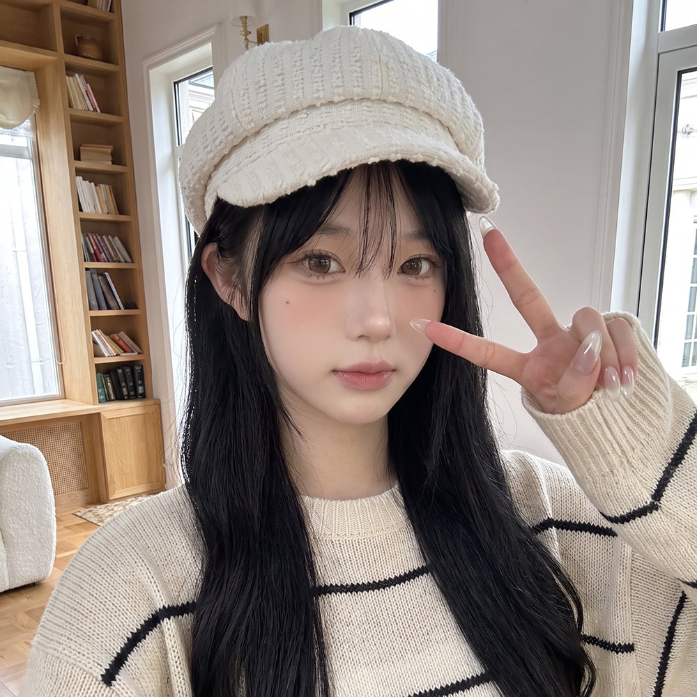 Texture verticale Casquette Octagonal Newsboy - Chapeau de peintre retro japonais - Suitab