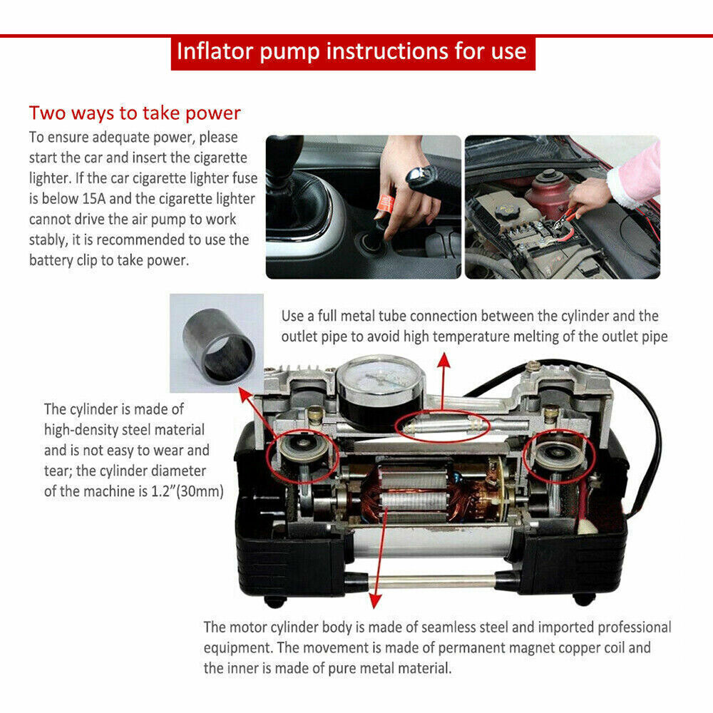 150PSI DUTY PORTABLE 12V ELECTRIC CAR TYRE INFLATOR COMPRESSEUR AÉRIEN
