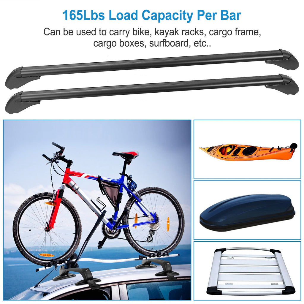 2PCS Universal 110cm Rack de voiture de 43 pouces Rack Cross avec anti-vol de verrouillage réglable Windo