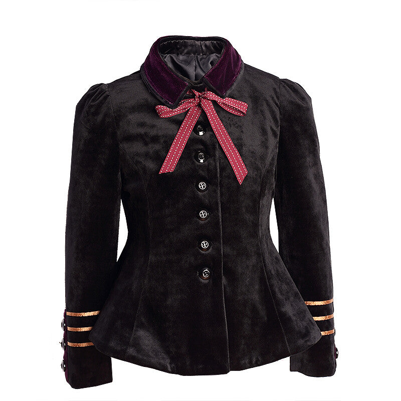 Filles' T - Velours ou mélange de laine luxe Top 3-5Y Vintage militaire Peplum Jacke