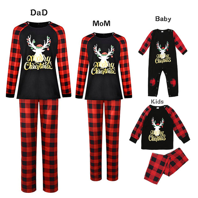 En automne et en hiver, vêtements de maison Plaid Parent-enfant