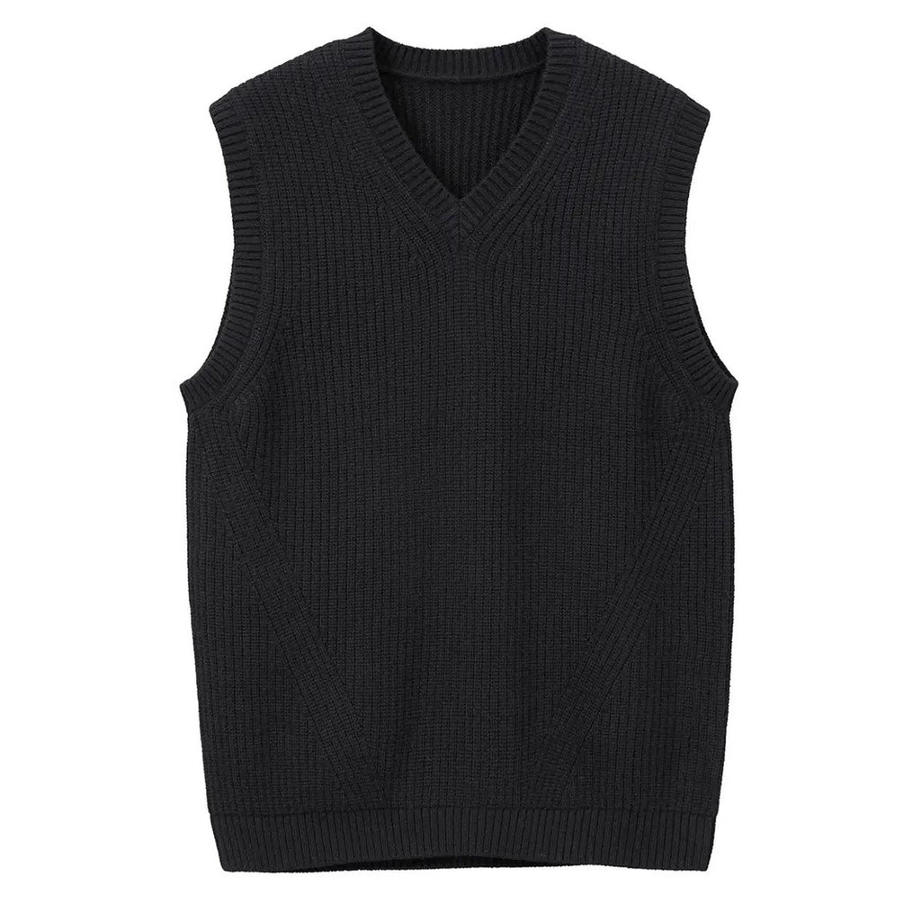 Veste de pull couleur solide Gentlemans V-Neck intérieur ou outre-wear