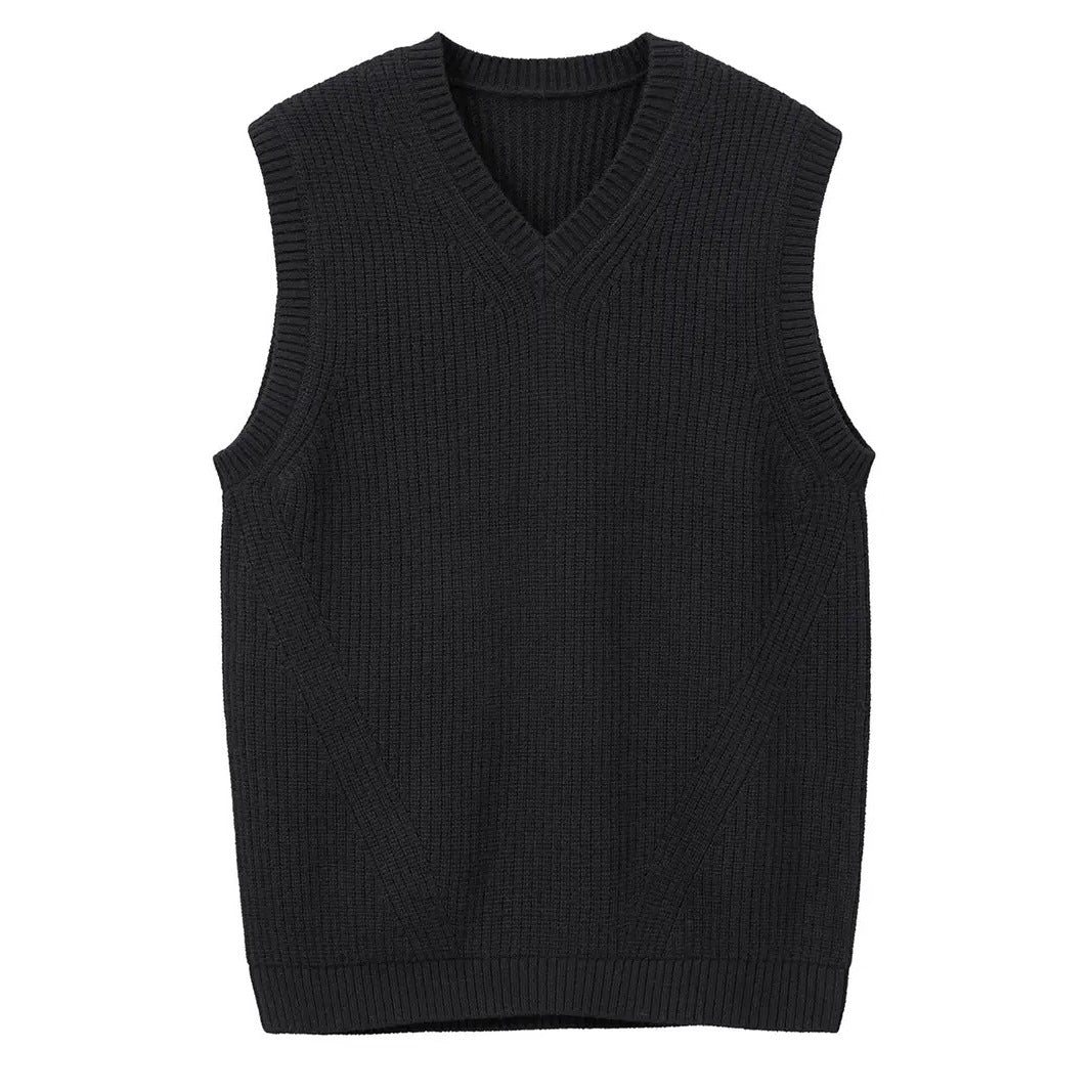 Veste de pull couleur solide Gentlemans V-Neck intérieur ou outre-wear
