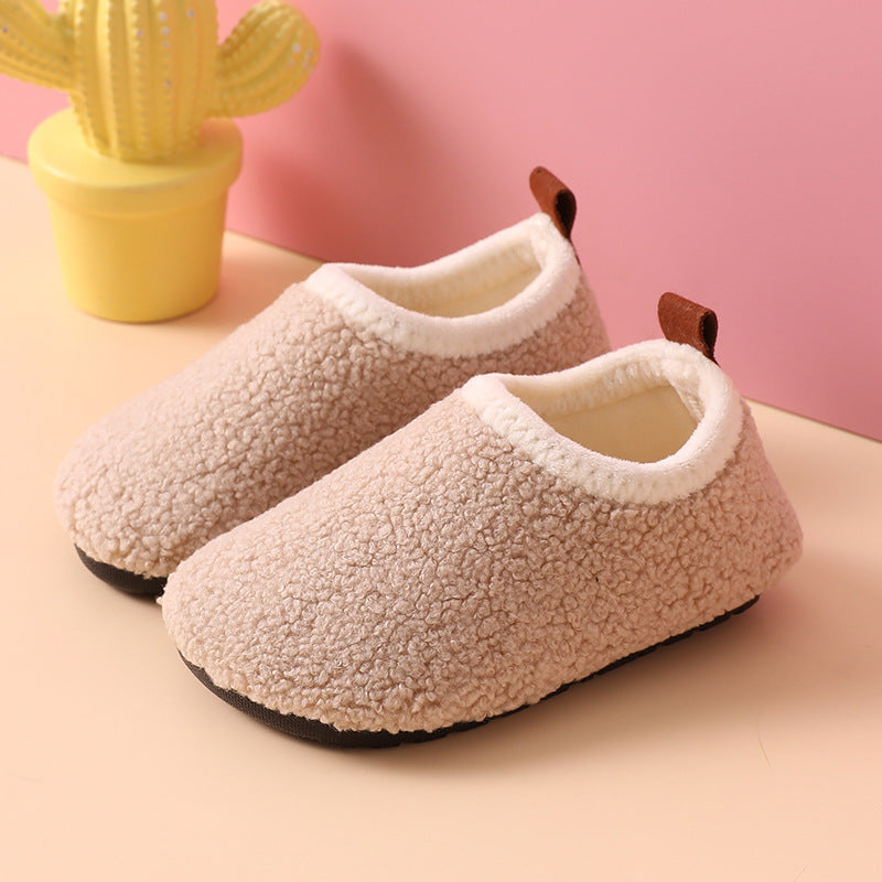 Pantoufles de coton d'automne et d'hiver à doublure polaire pour enfants
