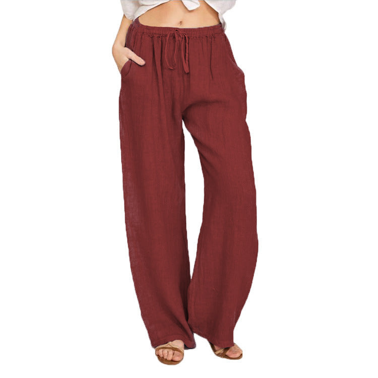 Linge de maison pour hommes Casual Loose Straight Long Pantalons Large-leg Respirant Linge de coton confortable