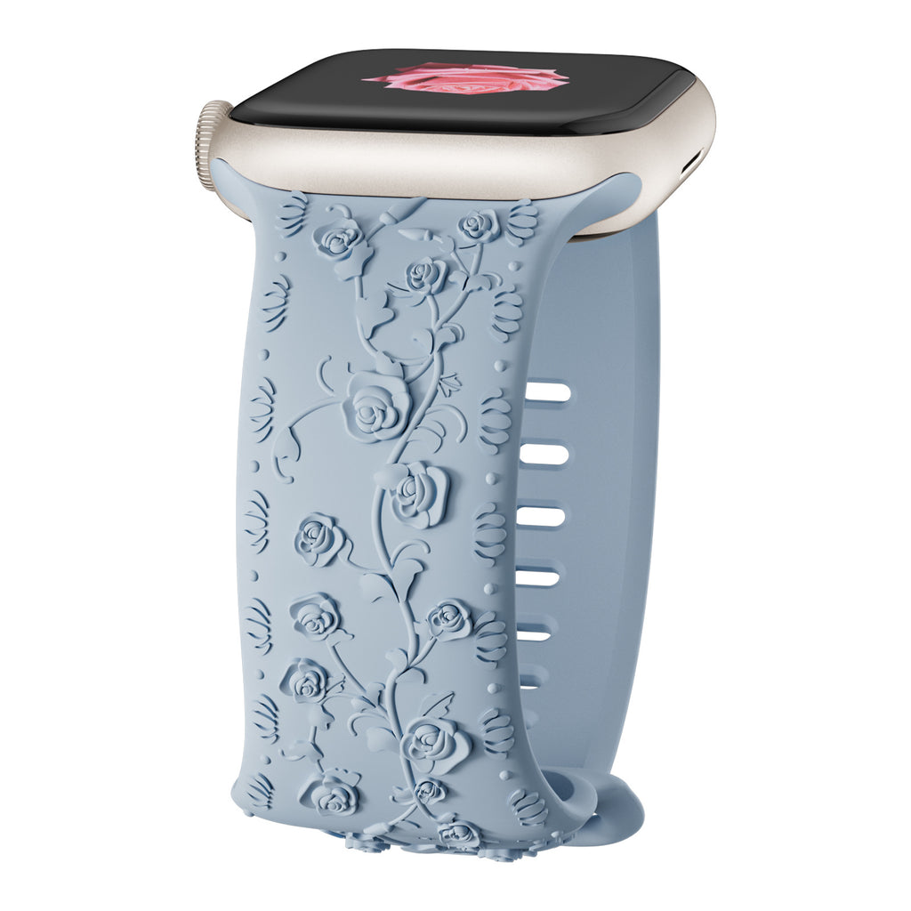 Bracelet de montre en silicone rose embossé