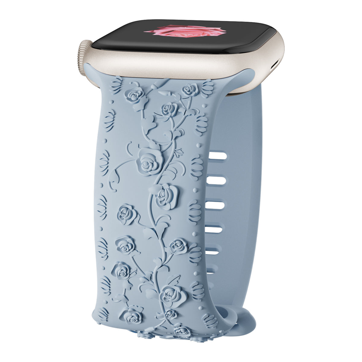 Bracelet de montre en silicone rose embossé