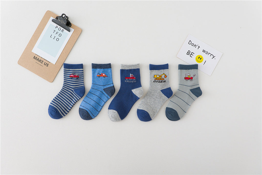Chaussettes de caricature garçon printemps et automne en coton