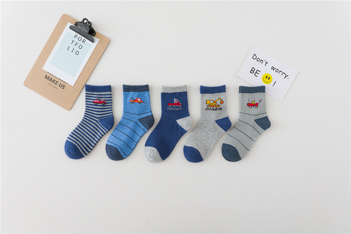 Chaussettes de caricature garçon printemps et automne en coton