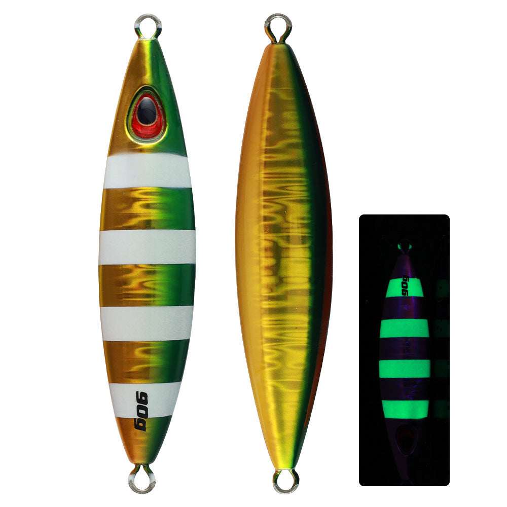 60g 90g UV Lumineux pêche en mer à bascule lente plaque de fer Lure de bateau