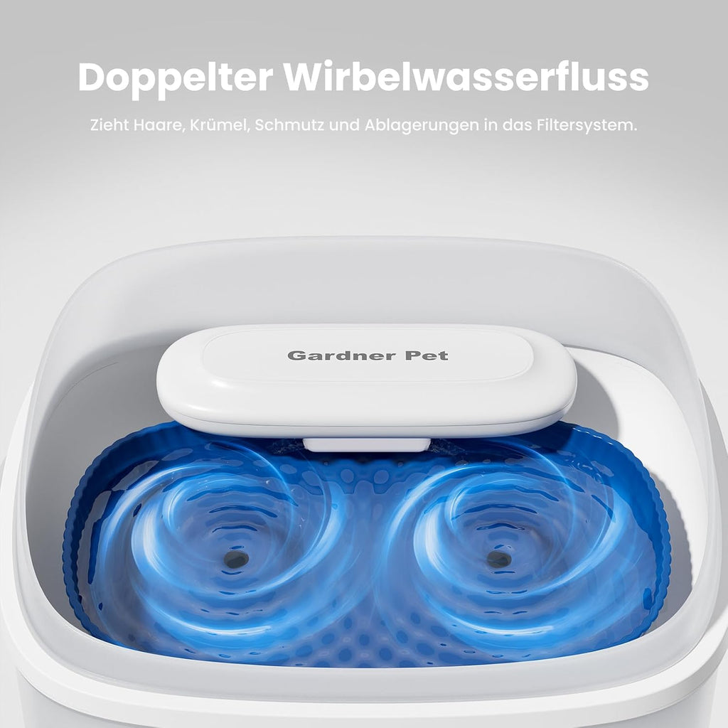 3.78L Fontaine d'eau pour animaux de compagnie Dual Dome Distributeur d'eau pour chats avec filtre en pierre de Maifan 3 couches Ul