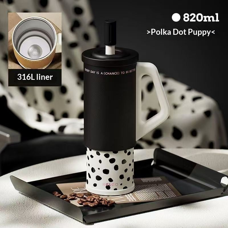 Ice brewing mug with stainless steel handle, large capacity car straw top for C