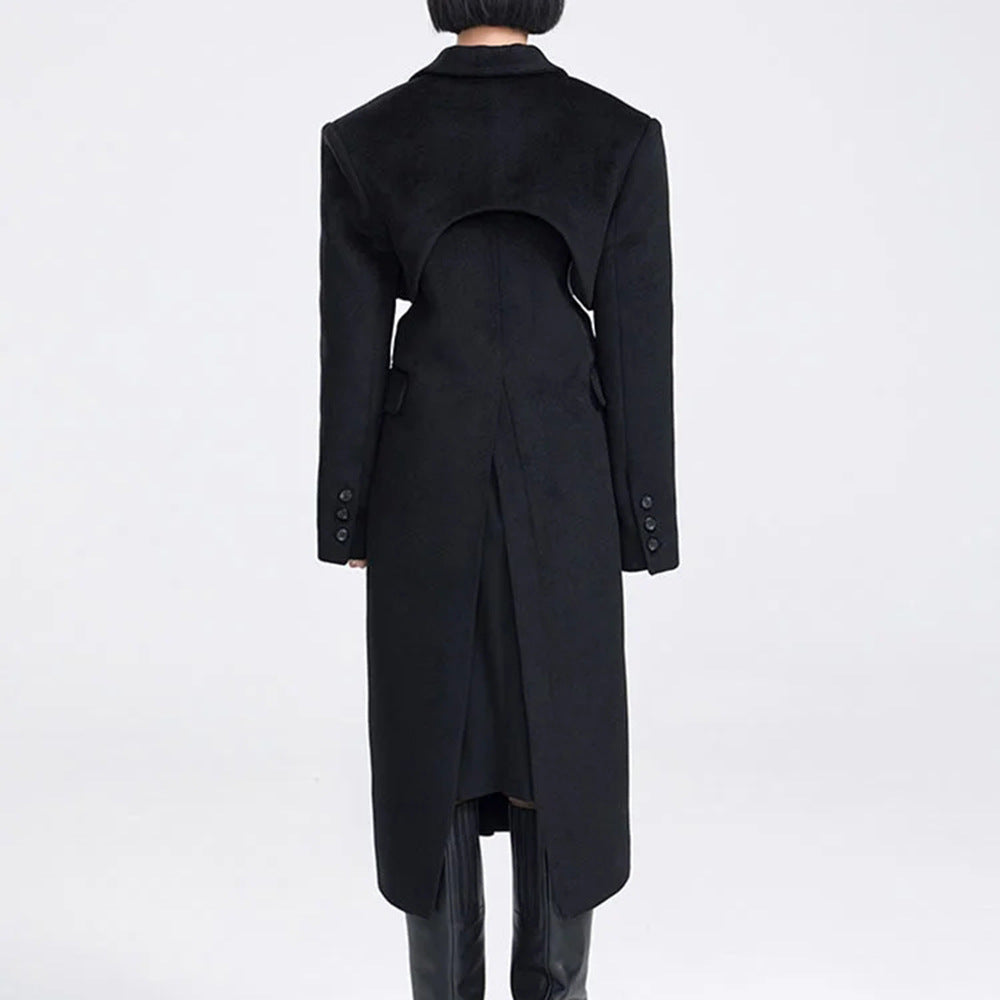Faux manteau en laine longue en deux parties
