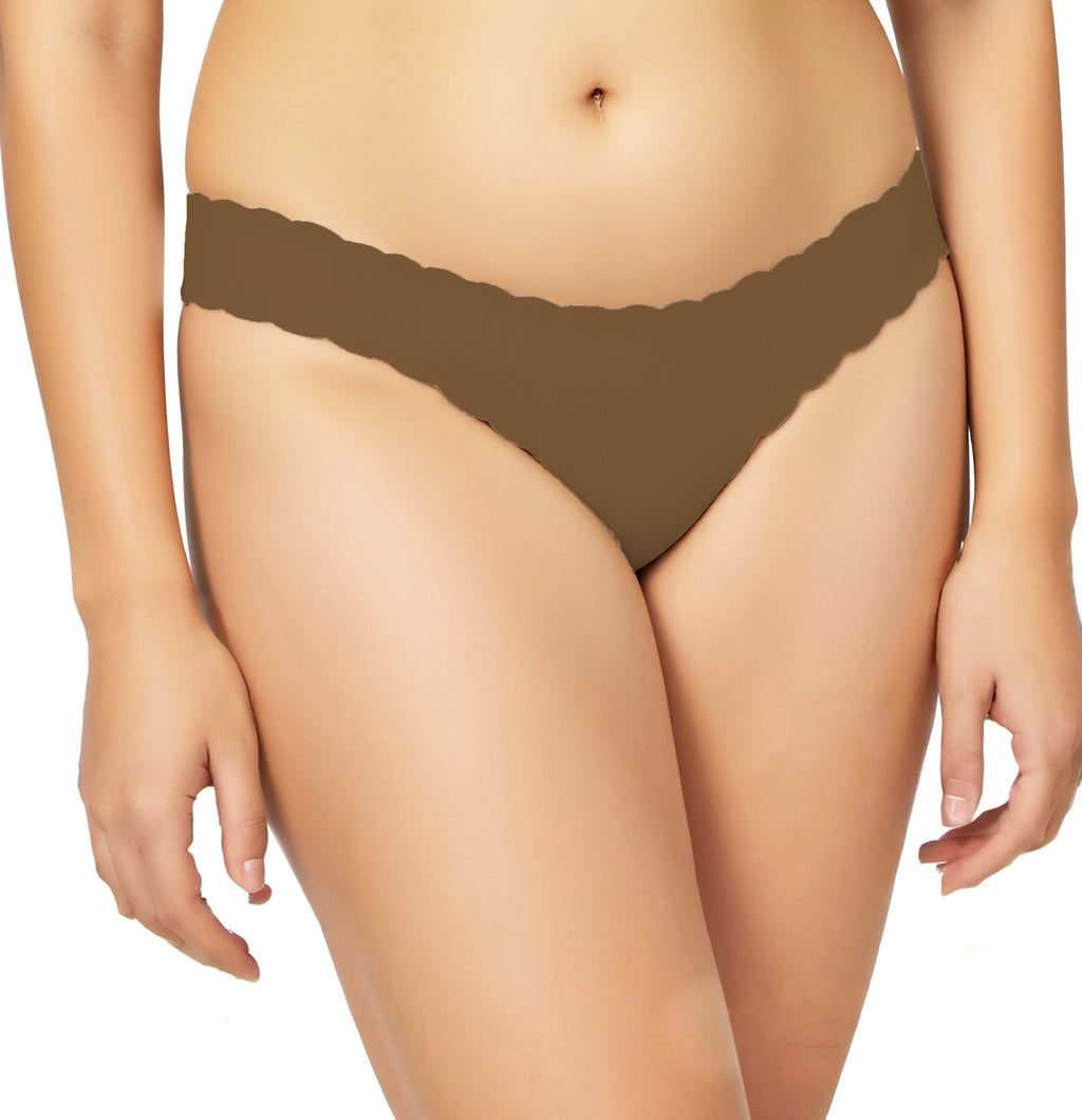 Thong à basse taille sans couture Wavy Lace