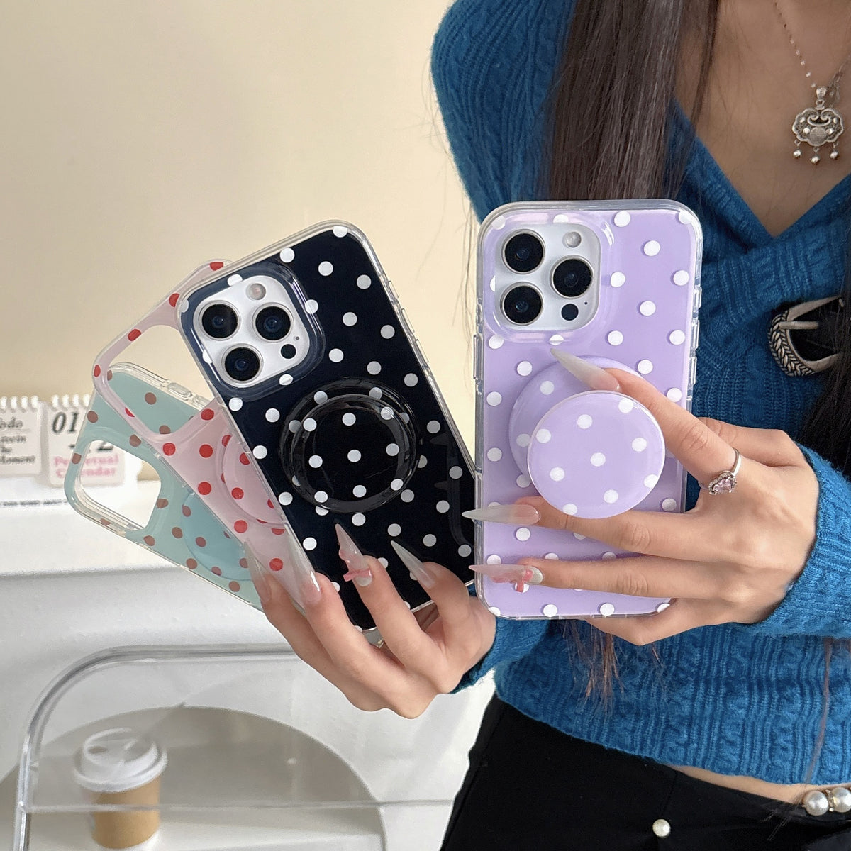 Cas de téléphone Polka Dot Support magnétique