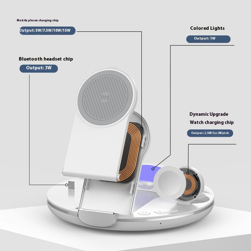 Support de téléphone de bureau vertical pliant sans fil trois en un