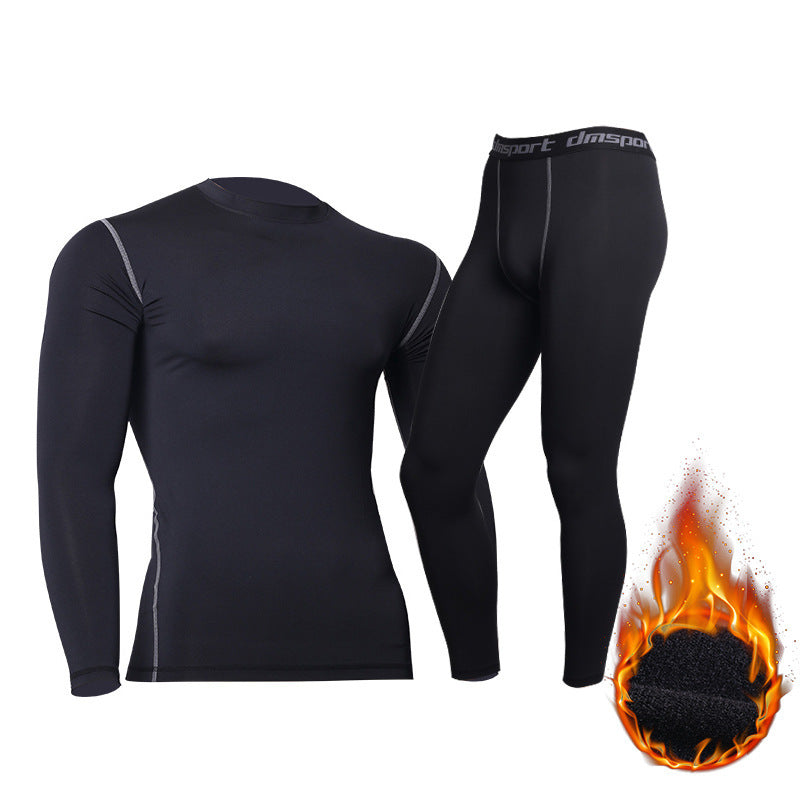 Ensemble de vêtements de fitness sport pour hommes Entraînement de course Basketball Plus Pantalon de compression Velvet