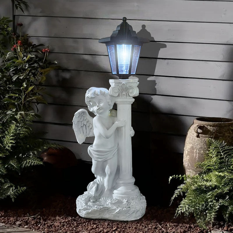Ancienne colonne romaine Angel Lampe solaire ornement Jardin Balcon Paysage Lumière