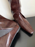 Mode d'hiver orteil carré en cuir doux sur les bottes de veau Knee High Slim Fit Knight Bottes